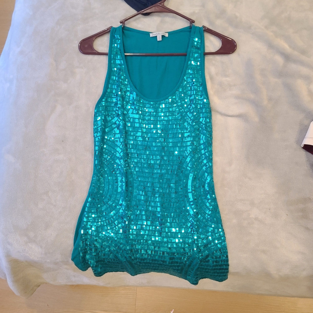 Charlotte Russe Teal Sequin Party Tank